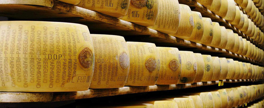 Image of parmesan cheese in cellar